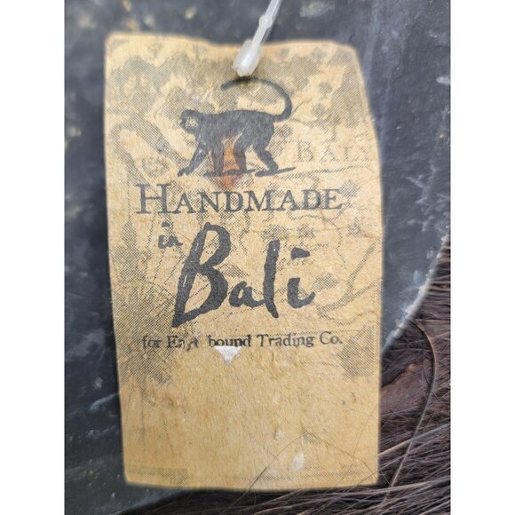 Bali Wood Mask Handmade Carving With Crazy Hair & Big Grin Wall Hanging - Picture 14 of 16